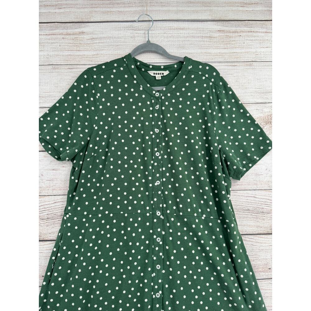 Boden Polka Dot Button Down Shirt Dress Womens 20-22 Green Stretch - Picture 3 of 10